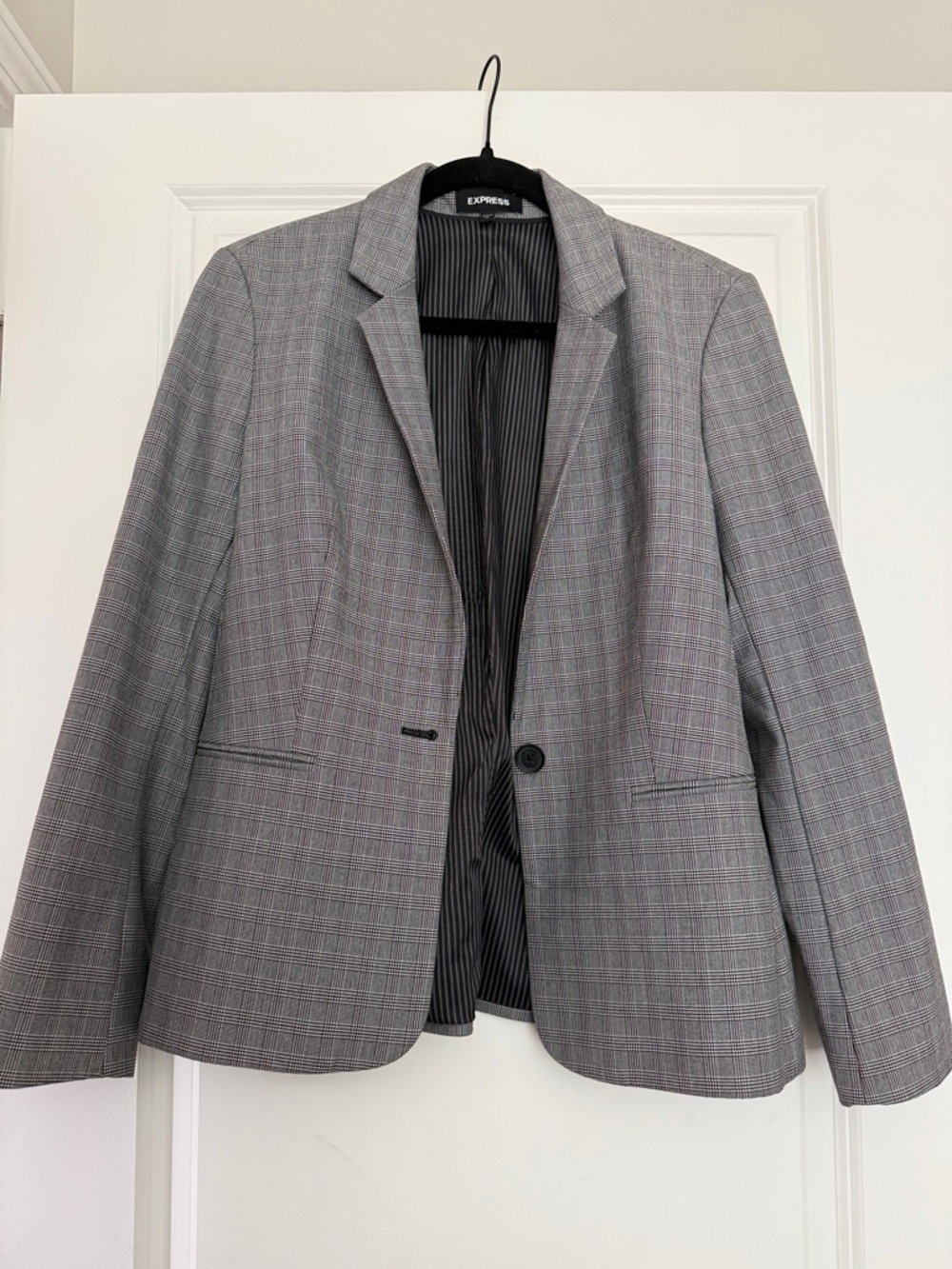 Express Gray Plaid Tailored Women's Blazer